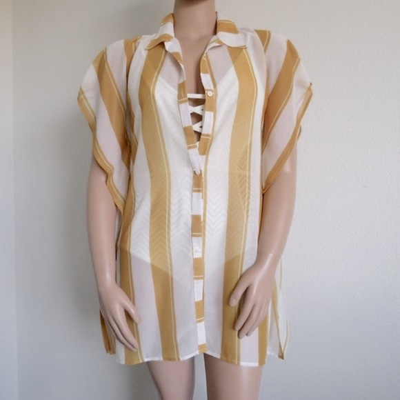 Anthropologie Other - Fortune Swimwear for Anthropologie Cover Up Buttondown Shirt Size 8-14 NWOT